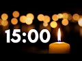 15 Minute Candle Timer ⎮ Glowing Candle, Crackling Flame &amp; Peaceful Meditation Music