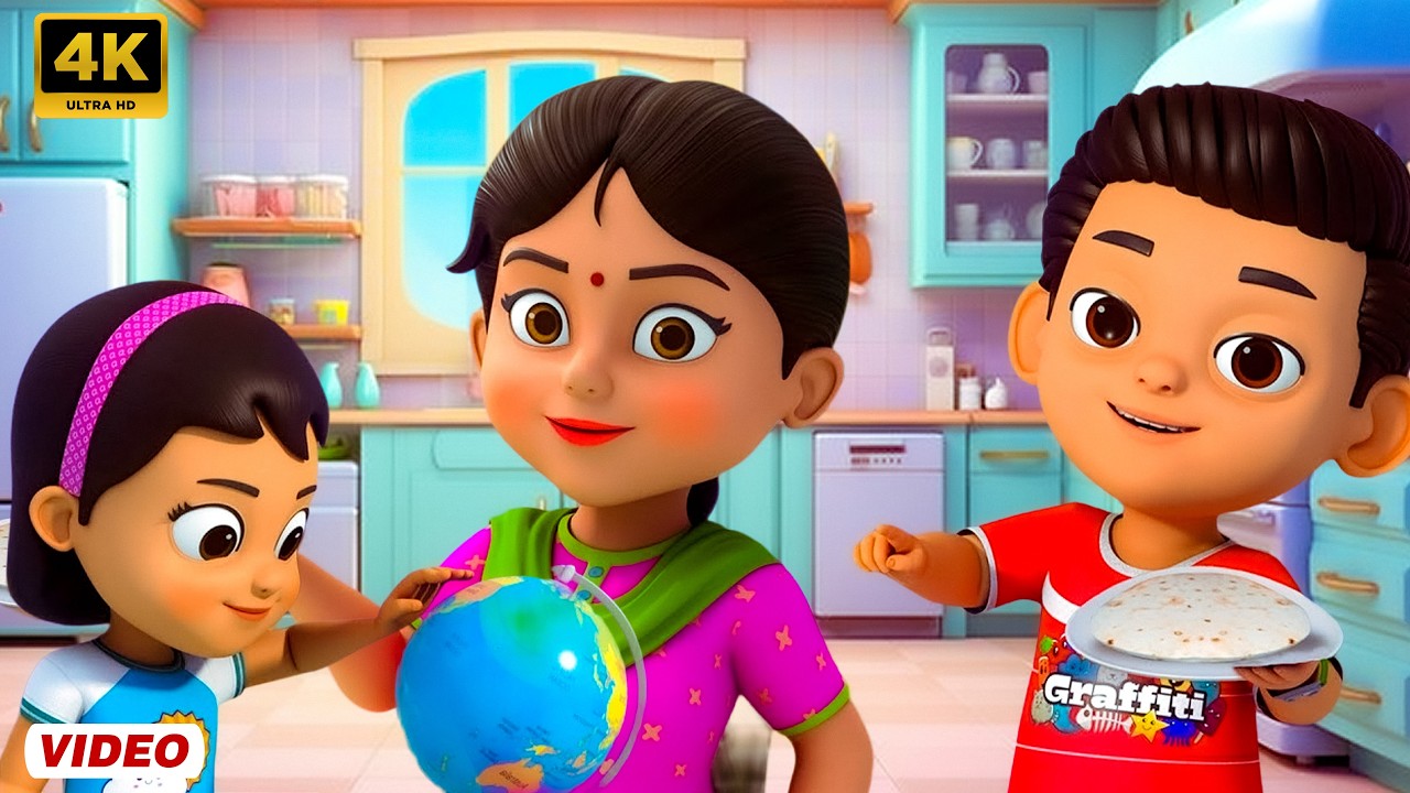 Mummy Ki Roti Gol Gol | मम्मी की रोटी गोल गोल | Hindi Rhymes for Children | Sumu Nursery Rhymes