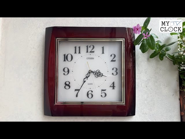 Citizen 4KG942 Square Wooden Wall Clock High Gloss 37cm シチズン