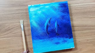 Monochrome #3 | Under Water Scene | Acrylic Painting For Beginners | Easy Dolphin paintings