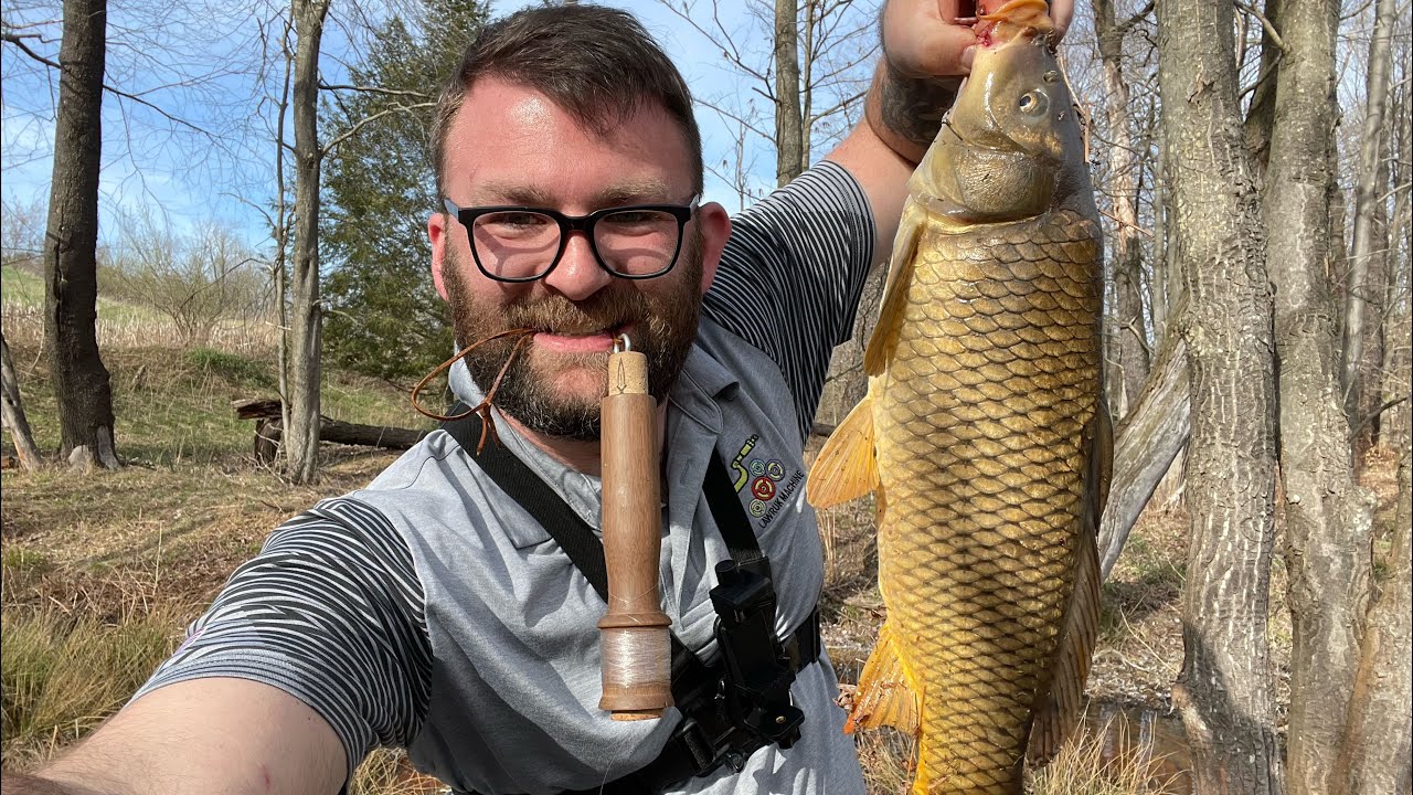 Fishing for BIG CARP on a TINY hand reel! Record size for