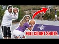 FULL COURT BASKETBALL CORN HOLE Challenge (Me and Jenna get back together) Loser gets pie in FACE!!!