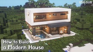 Minecraft: How To Build a Modern House Tutorial(Relaxing Video) (#12) | 마인크래프트 건축, 집 짓기, 인테리어