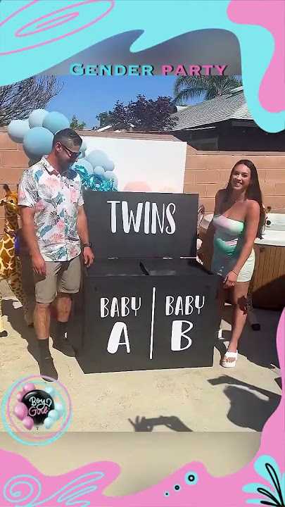 Twins gender reveal ❤️💙 #boyorgirl #babyshower #genderreveal #twins