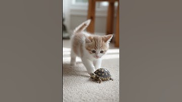 Kitten Challenges Turtle To A Race - Guess Who Actually Wins 🏃‍♀️ #kitten #funnycat #cutecats