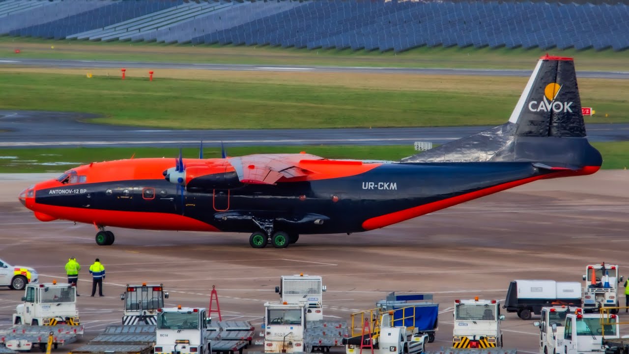 Cavok Air Antonov AN12 UR-CKM taxis out of BHX 