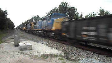 Two CSX Trains Passing Each other On Kings Rd In Callahan,Florida