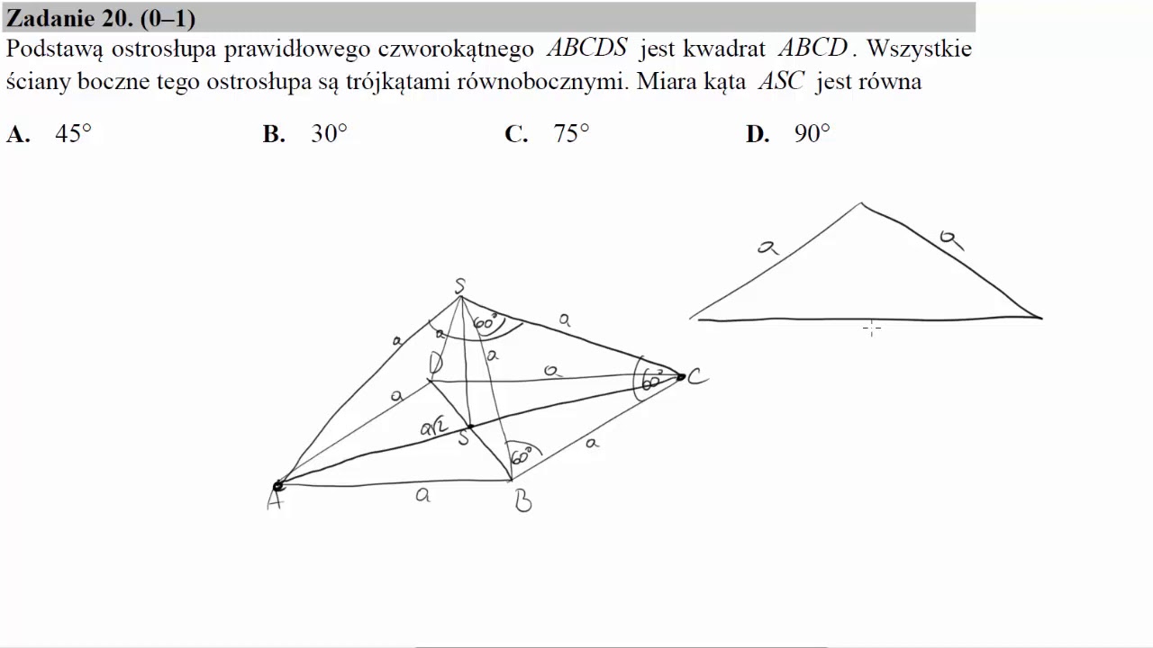 Podstawą Ostrosłupa Abcds Jest Kwadrat Abcd Podstawą ostrosłupa prawidłowego czworokątnego ABCDS jest kwadrat ABCD