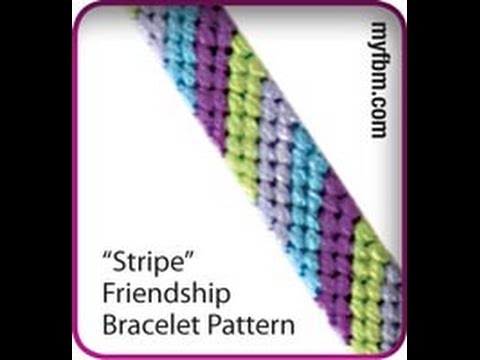 Friendship Bracelet Tutorial Stripe Pattern - YouTube