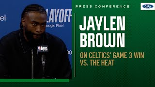 POSTGAME PRESS CONFERENCE: Jaylen Brown after Celtics' bounce-back win against Heat in Game 3