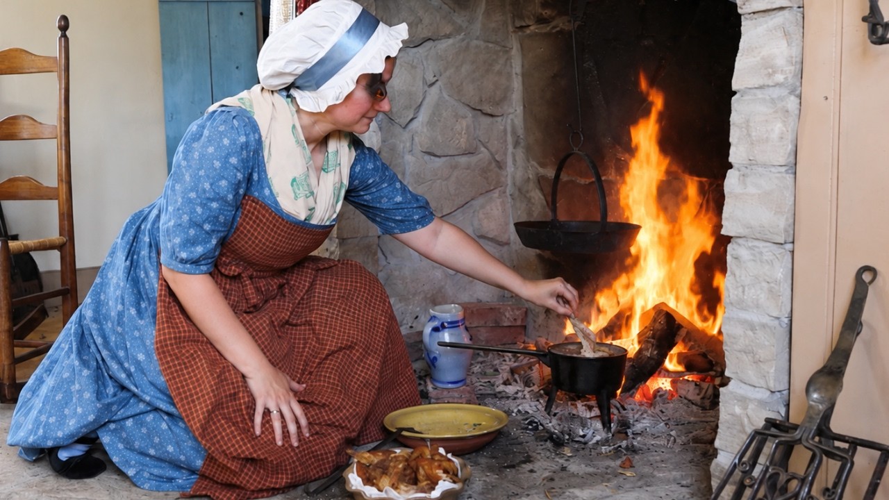 Dinner in 1812: Crispy Fried Chicken & Wild Blackberry Cobbler | ASMR Experience 🔥