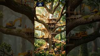 Tiny Engineers Build an Amazing Luxury Tree House on a Giant Tree! 🌳🏗️✨ | Satisfying Mini #shorts