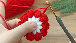 Wow 💯💯 very easy red colors crochet daisy motif making #crochet #knitting