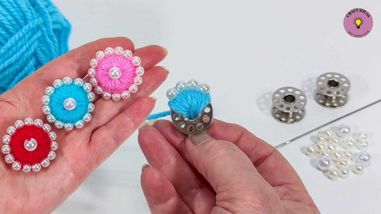 Очень просто, как сделать цветы из шерсти спомощью бобины удивительный трюк с ручной вышивкой цветов