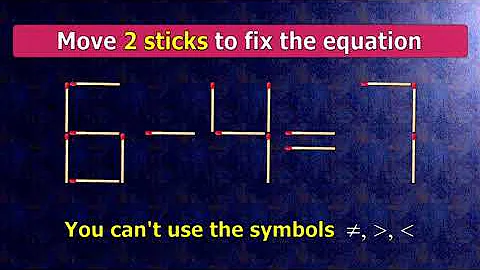 👉 Match puzzle - move 2 matches to make equation 6-4=7 correct | Best matchstick puzzle