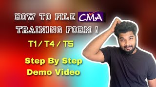 How to file T1/ T4/ T5  CMA Training Intimation Form Filing Demo Video in Malayalam || Sagar Sindhu