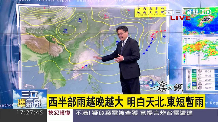 【气象博士潘大纲】明天外出雨伞不离身　稳定天气要等周日｜三立准气象｜20151209｜三立新闻台 - 天天要闻