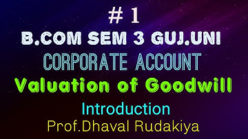 chapter 1 Valuation of Goodwill | B.com sem 3 | Introduction & steps to solve sum| Corporate Account