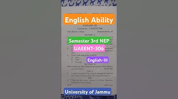 3rd semester ability university of jammu previous year question paper UAEENT-306 #universityofjammu