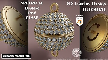 Diamonds Pavé Spherical CLASP Blender 4.3 Modeling Tutorial 3D Jewelry