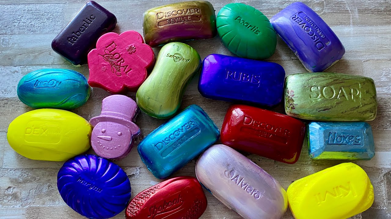 ASMR SOAP| Cutting colored soaр | Soap Carving| Резка крашенного мыла