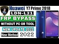 Huawei Y7 /Y7 PRIME FRP Bypass 2021 No WiFi/ No Youtube /No Talkback NO CARD without PC 100%