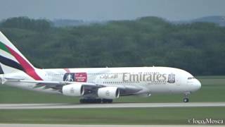 Start Emirates Airbus A380 Flughafen München MUC Airport Munich