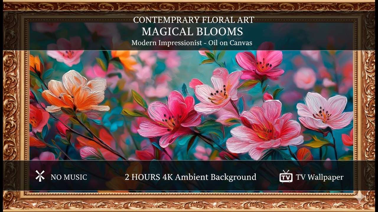 Blooming Spring Flowers – 2 Hours | Colorful Floral Art in Golden Frame | Frame Art TV