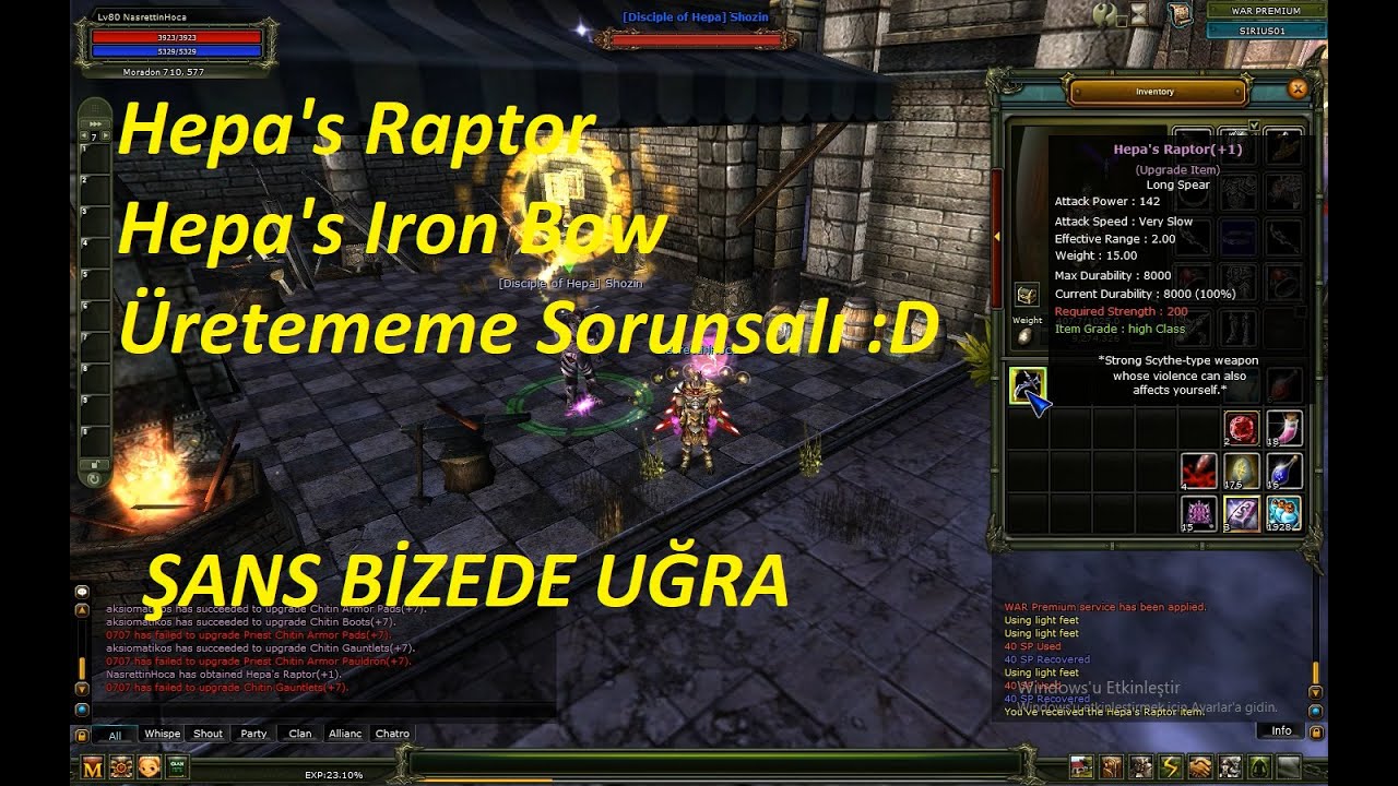 Hepa Item Üretimi (Hepa's Raptor & Hepa's Iron Bow) | Knight Online 2020