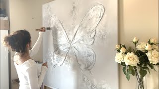 Texture Butterfly Interior Painting Original Acrylic Artwork Nursery Art