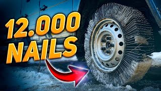 We replace tires with 12000 nails and go off-roading