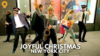 Joyful Christmas Season Walk - Rockefeller Center I Saks Fifth Ave light Show I 6th Ave [4K]