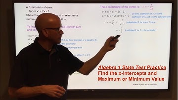 Find the x-intercepts, and maximum or minimum value