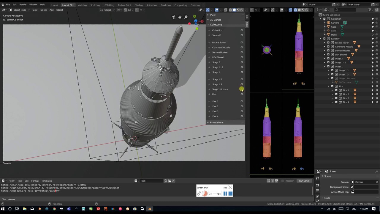 Blender 2.8 NASA Saturn V 3D Print Model YouTube