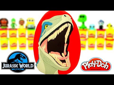 Huevo Sorpresa Gigante de Velociraptor Blue de Jurassic World en Español de Plastilina Play Doh