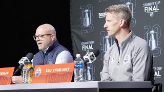 Kris Knoblauch and Stan Bowman at media day
