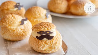 【父の日に！】おじさんクッキーシュークリームの作り方 / Choux au Craquelin / Cream Puffs