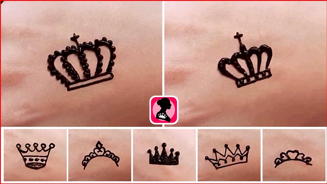 New And Easy King And Queen Tattoo With Crown Stylish Tiara Tattoo With Henna Or Mehndi Youtube