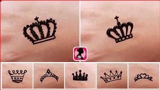 how to make 8 top class crown step by step easy for beginners || mehndi or henna tiara tattoo design