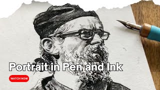 How to Draw a Portrait in Pen and Ink- How to Use a Flex Nib | FULL PROCESS