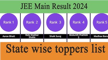 JEE Main 2024 result State wise toppers list #jeeexam #jeeexam2024 #jeemain2024