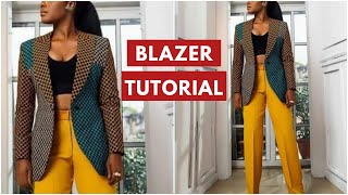 BLAZER JACKET with Lapel Collar & Shoulder Pads | Cutting & Stitching | Notched Collar Blazer Silem
