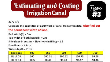 Calculate the quantity of earthwork in irrigation canal | calculate the permanent width | Type #3