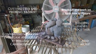 May 22, 2024 - Pouring bronze! Work on Carrington "TWA SLAM AWARD", work on J. Jude new sculpture...