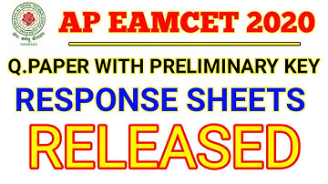 AP EAMCET 2020 Q.PAPER WITH PRE-KEY & RESPONSE SHEETS RELEASED || AP EAMCET 2020 LATEST UPDATES ||