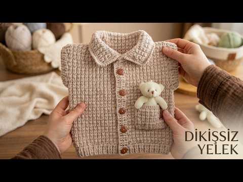 Video ÇOK KOLAY D?K??S?Z TI? ??? BEBEK YELE?? YAPIMI | Vest Tutorial Crochet TI? ??i YAKALI BEBEK YELE??