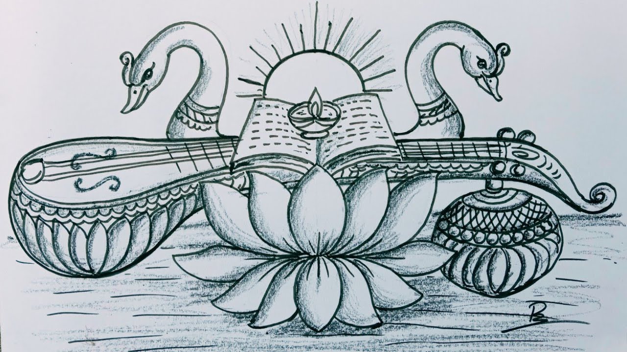 Basanta Rutu Drawing How to draw Maa Saraswati drawing/happy basanta panchami simbalic art ...