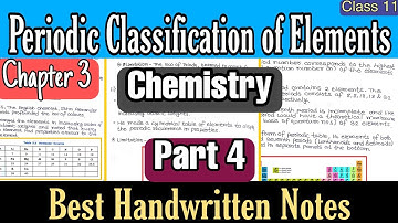 Elements Classification, Metal, Non-Metal & Metalloid | Class 11 Chemistry Ch 3 | Handwritten Notes