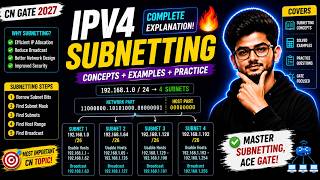 IPv4 Subnetting 🔥 | Complete Explanation with Numericals | CN GATE 2027