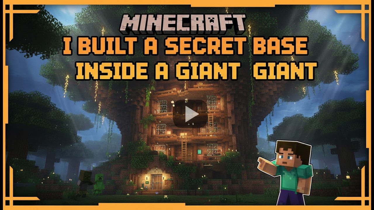Minecraft I Built a Secret Base Inside a Giant Tree - YouTube